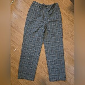 straight leg pendleton pants black/grey/tan plaid